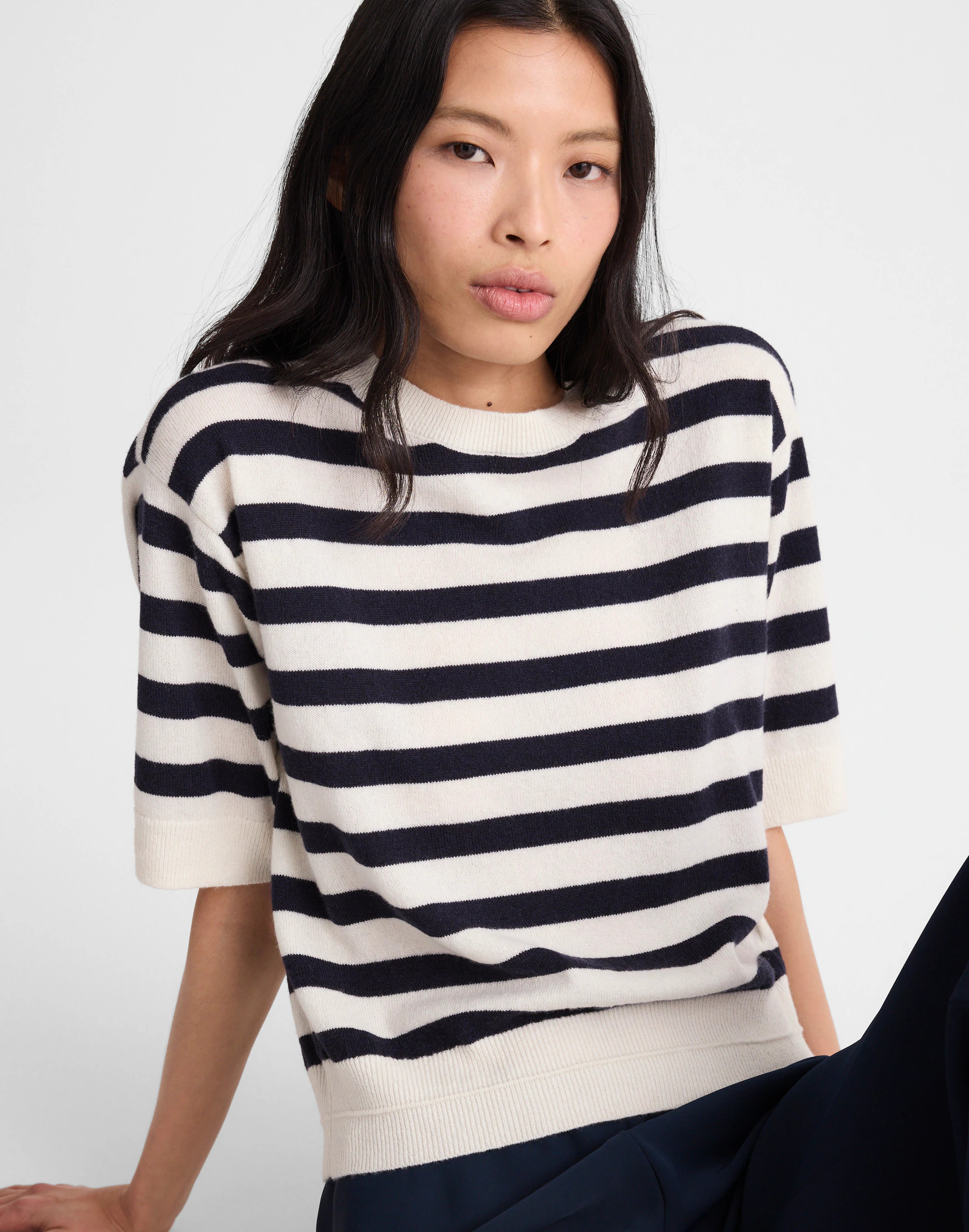 Striped Relaxed Sweater Tee in 100% Cashmere | Madewell