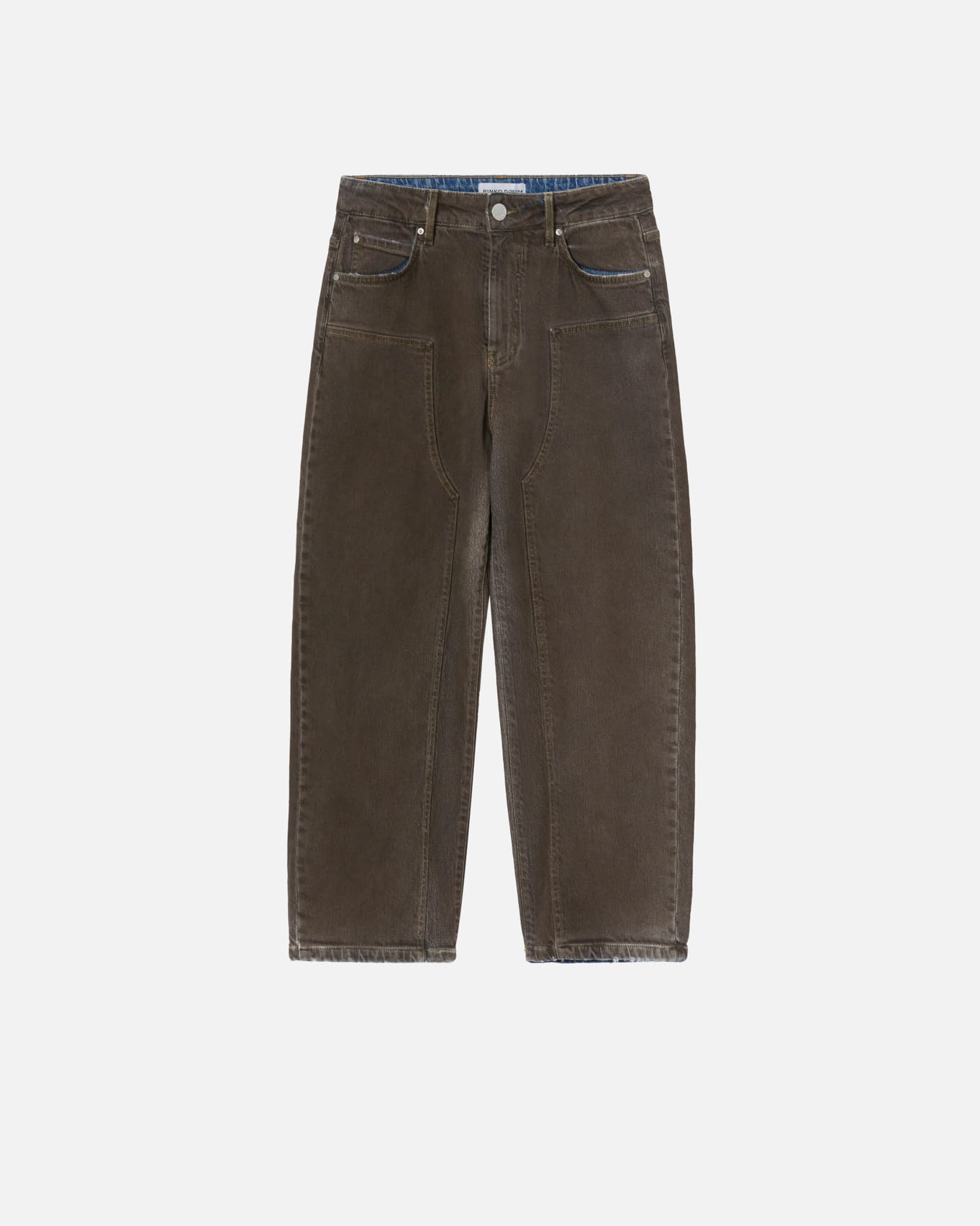 Jeans larghi in denim spray marrone | PINKO (Global)