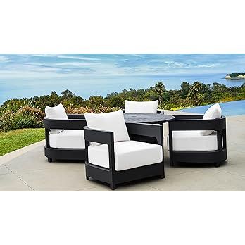 Abbyson Living Mykonos Modern Resort Style Outdoor Fire Chat Set Includes 4 Arm Chairs & 1 Firepl... | Amazon (US)