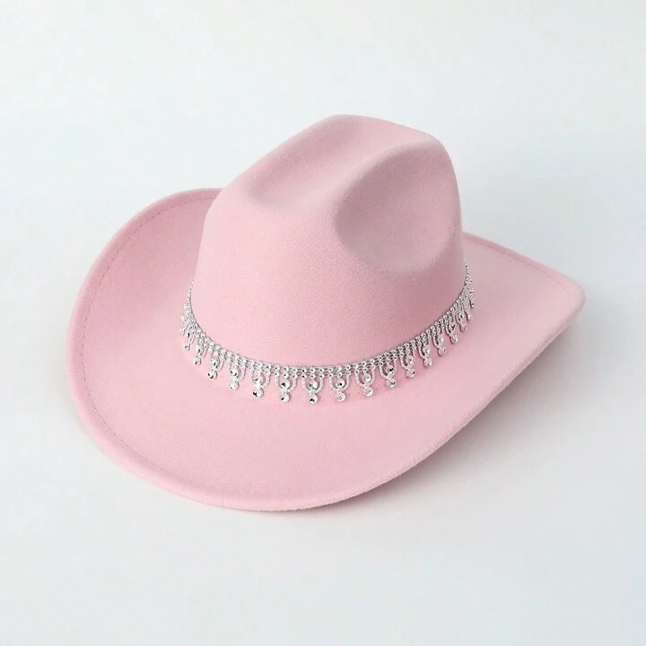 1pc Ladies' Solid Color Western Cowboy Hat For Travel, Casual Outing, Suitable For Daily Use Party Cowboy Hat Cowgirl Hat Halloween | SHEIN