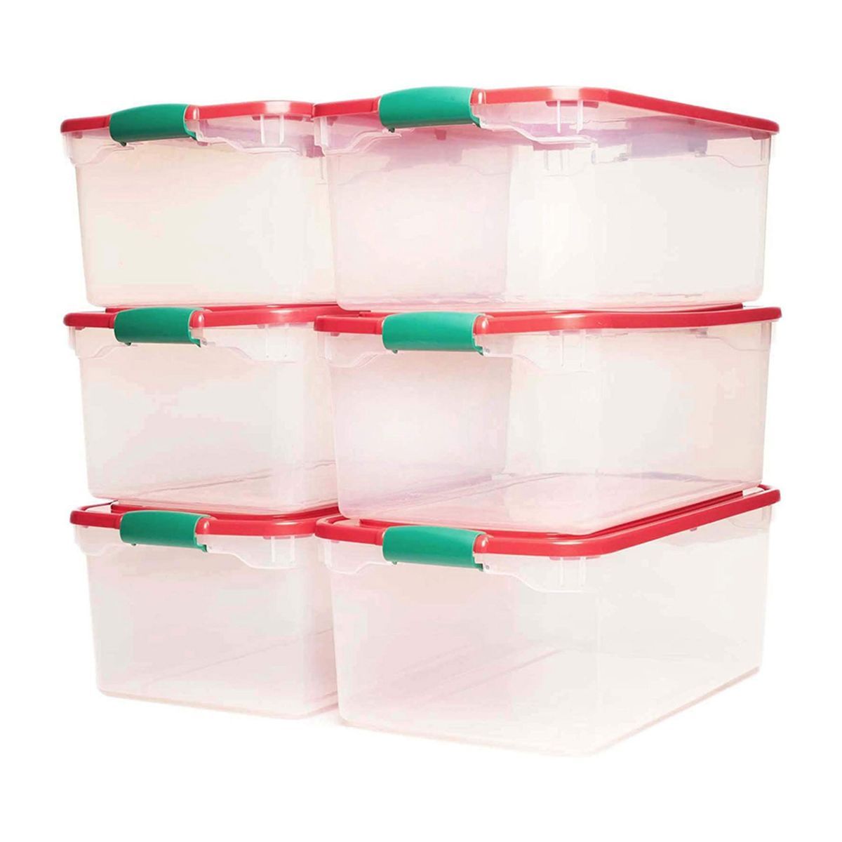 Homz 64 Quart Holiday Seasonal Decor Decoration Organizer Plastic Storage Bin Container with Red ... | Target