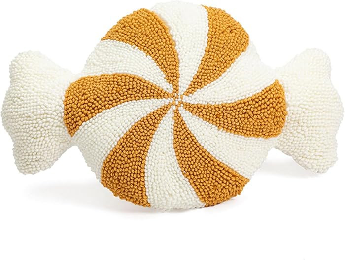 Christmas Candy Cane Plush Pillow Gold and White Peppermint Throw Pillow Xmas Candy Pillow Cute C... | Amazon (US)