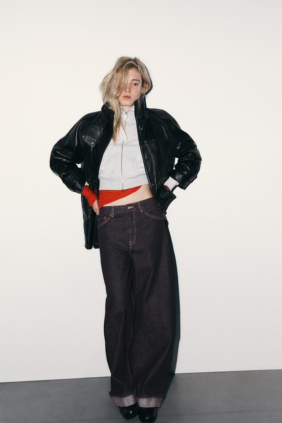 TRF BAGGY FOLDED MID-RISE JEANS | Zara US