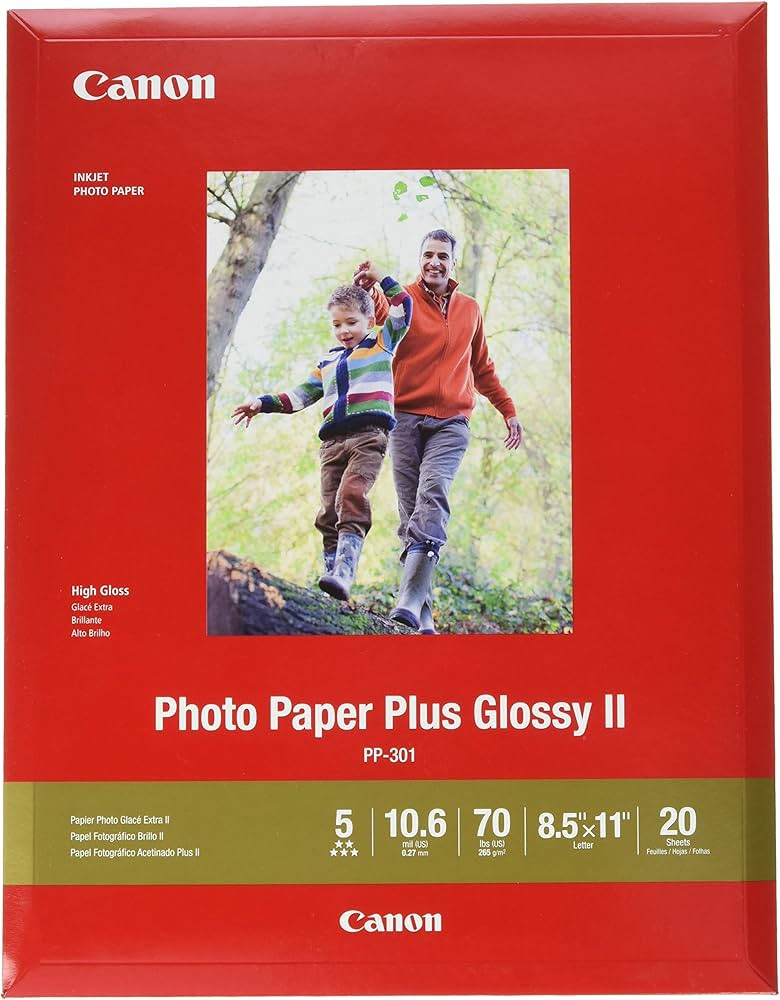 CanonInk 1432C003 Photo Paper Plus Glossy II 8.5" x 11" 20 Sheets | Amazon (US)