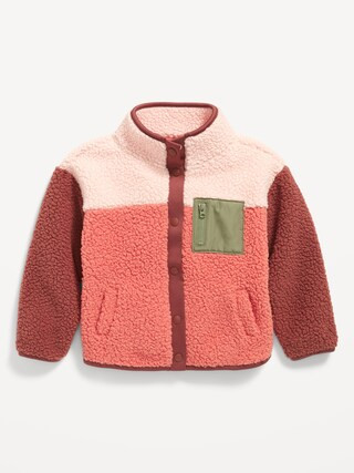 Unisex Color-Block Sherpa Jacket for Toddler | Old Navy (US)