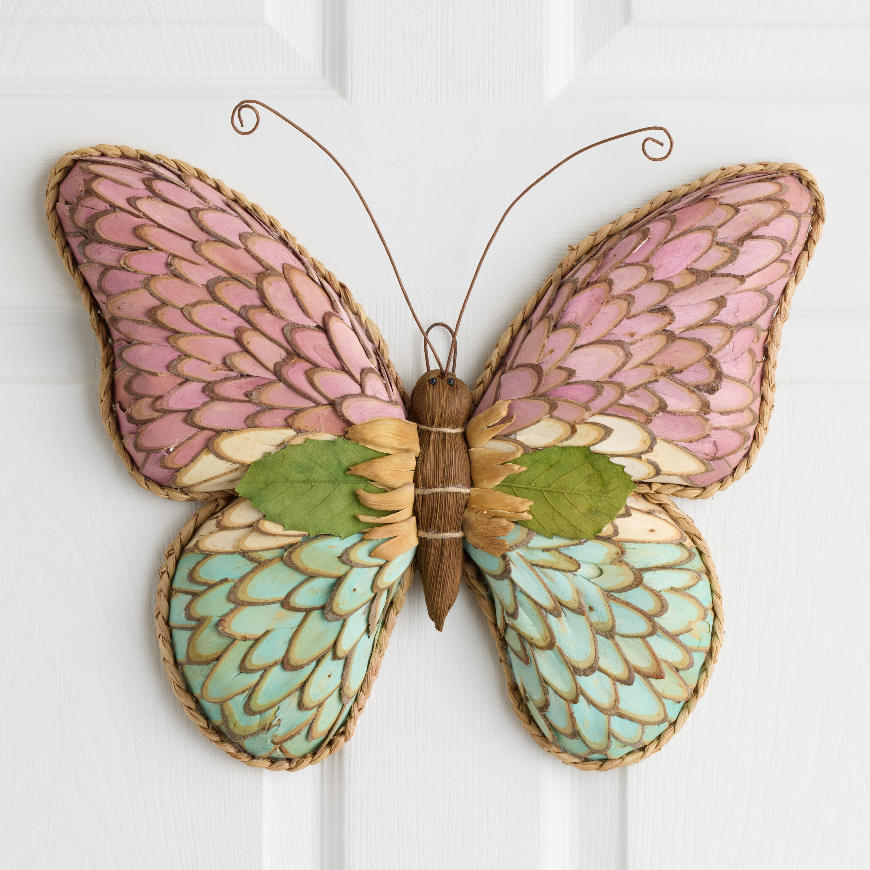 Multicolor Wood Curl Butterfly Wreath | World Market