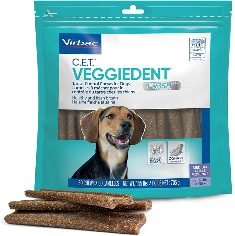 Virbac CET VEGGIEDENT FR3SH Tartar Control Chews for Dogs, Medium (Pack of 30) | Amazon (US)