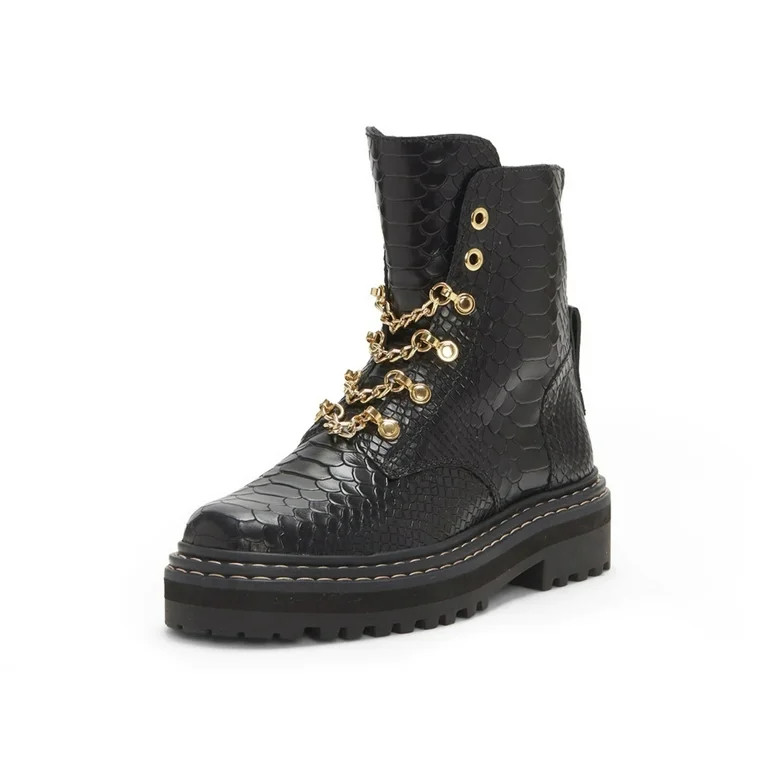 Vince Camuto Popinta Black Smooth Snake Closure Rounded Toe Chain Detailed Boots (Black Smooth Sn... | Walmart (US)