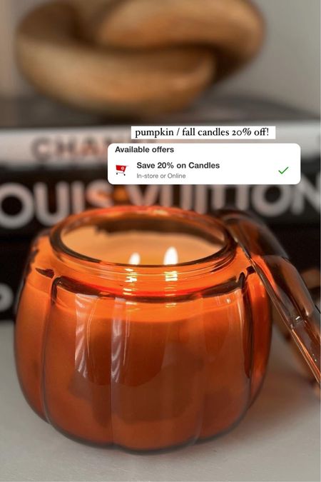 Target circle week candle sale - 20% off! My faves for the season right now are DEF these gorgeous pumpkin ones! They’re so cozy! + their wood burning ones🕯️🪵🍂

Candles / pumpkin / vanilla / neutral decor/ home / sale / finds/ warm / inspo / table decor 

#LTKSeasonal #LTKhome #LTKsalealert