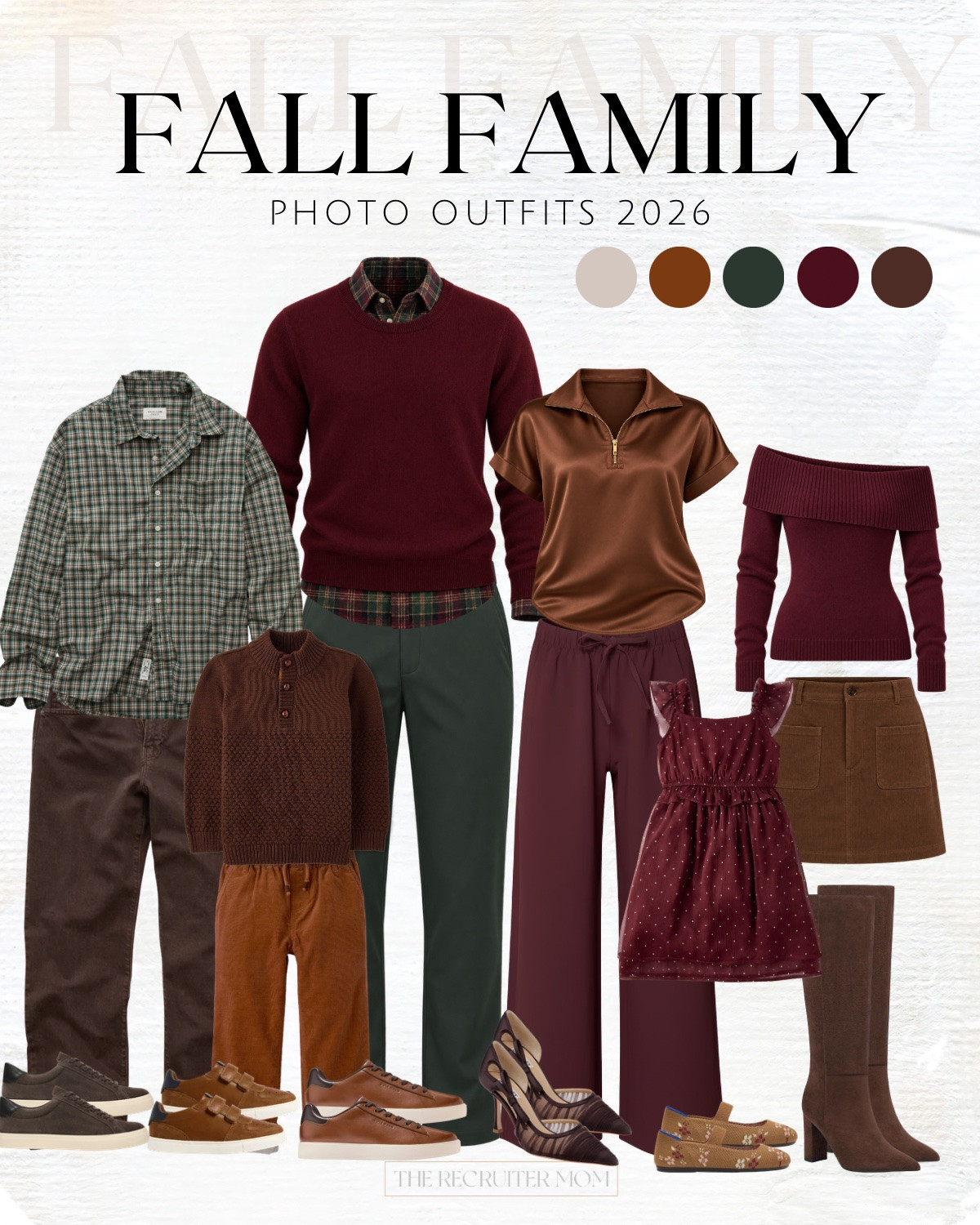 Burgundy, chocolate and forest green for the win 🍷 Rich fall colors that look expensive but aren't. Y'all, that satin top is doing the most in the best way 😍 #fallfamilyphotos #burgundyoutfit #ltkfamily 

 #LTKSeasonal #LTKKids #LTKMens