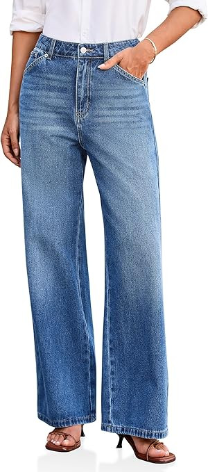 Cicy Bell Womens Wide Leg Baggy Jeans High Waisted Boyfriend Loose Denim Pants with Pockets | Amazon (US)