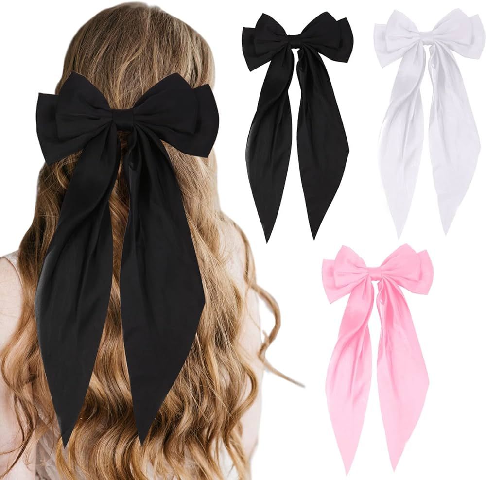 3 PCS Hair Bows for Women Black Bow Hair Ribbons for Women Bow Hair Clips Hair Barrettes for Wome... | Amazon (US)