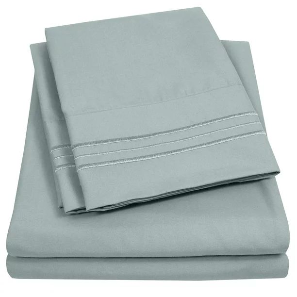 1800 Thread Count 4 Piece Deep Pocket Bedroom Bed Sheet Set Full - Slate | Walmart (US)