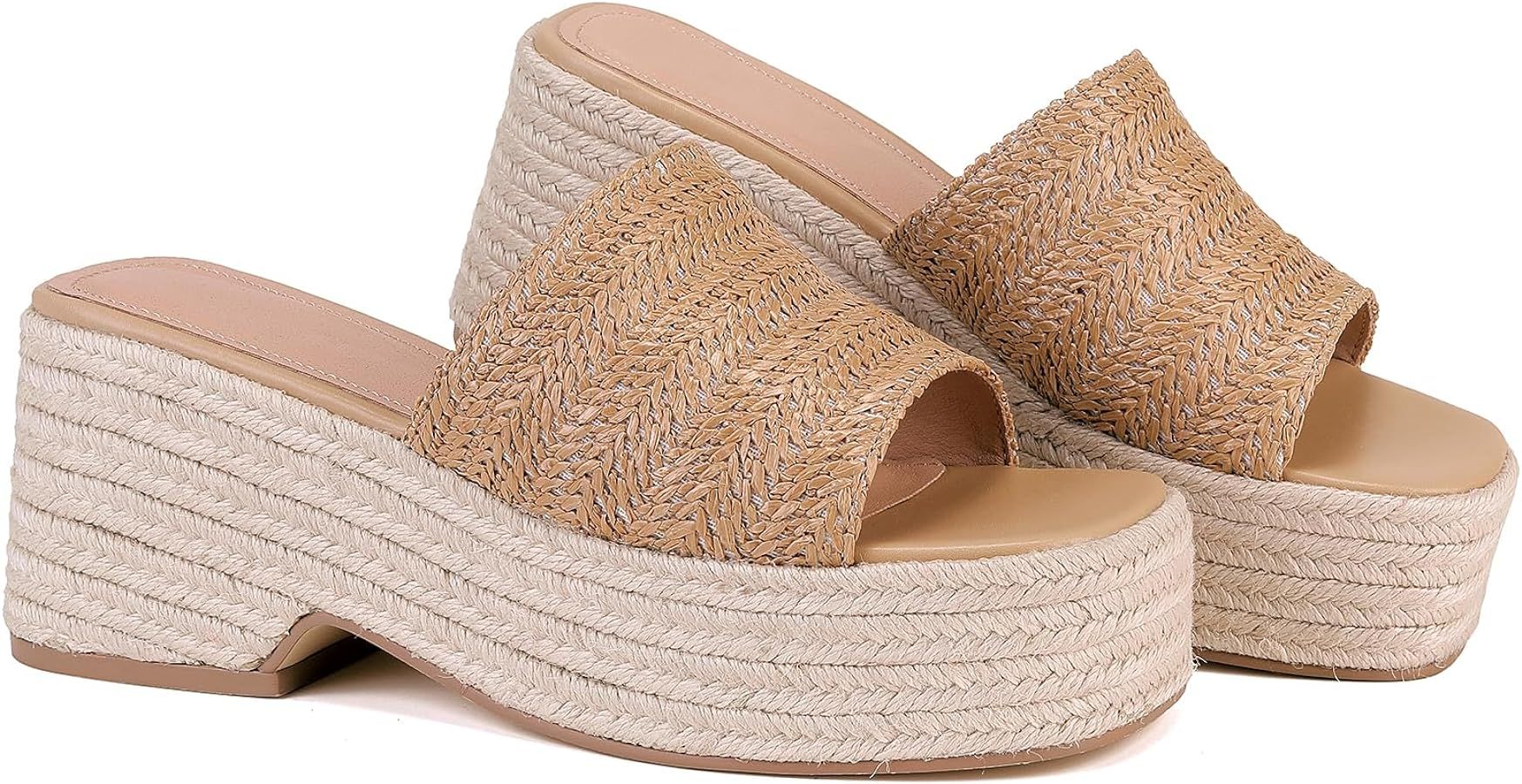 Monrovia Women's Bohemia Platform Wedge Sandals: Flatform Open Toe Slides - Stylish Beach Sandals... | Amazon (US)