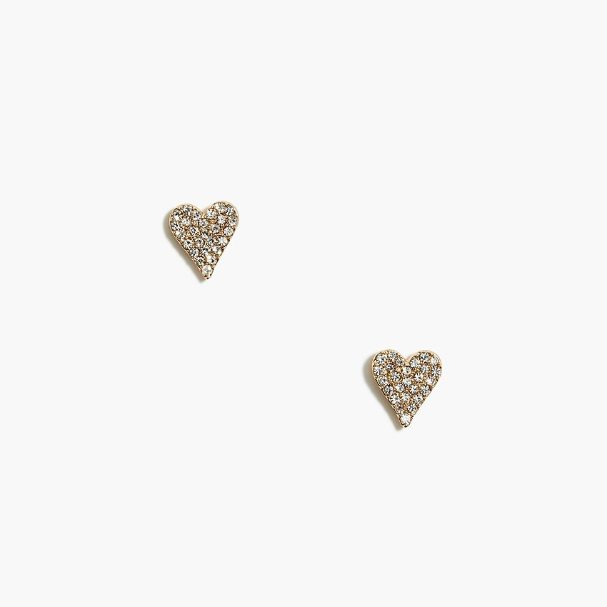 Pavé crystal heart stud earrings | J.Crew Factory