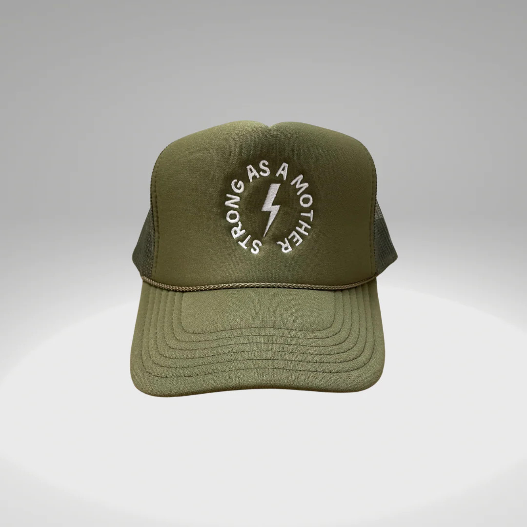 Strong as a mother™ Embroidered Trucker Hat - Olive | Mother Hats