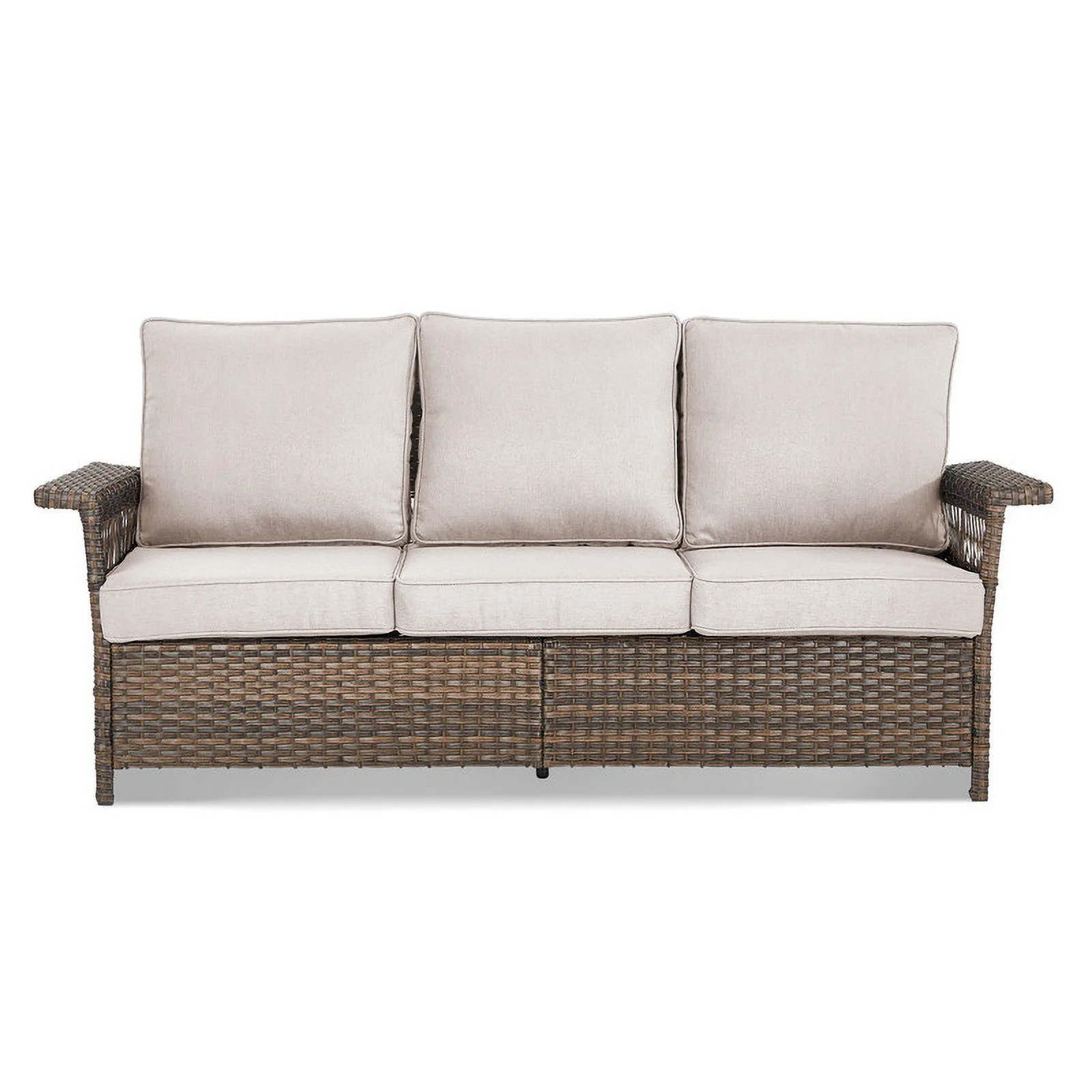 PARKWELL Wicker Outdoor 3 Seater Sofa,Patio Rattan Couch with Cushions Deep Seat,Beige - Walmart.... | Walmart (US)