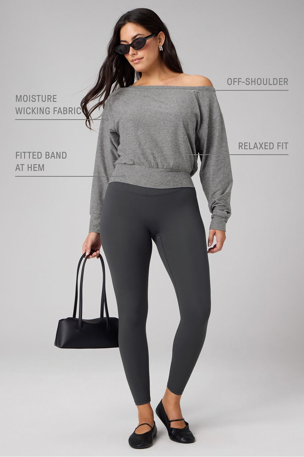 Cloud Jersey Off-Shoulder Sweatshirt | Fabletics