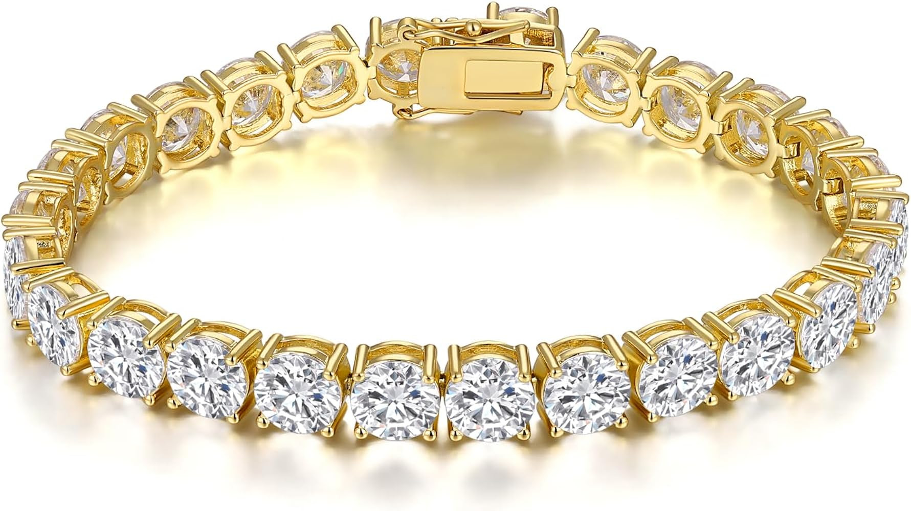 Gemsme Tennis Bracelets for Women, 18K Gold Plated 5mm Round Gorgeous Cubic Zirconia Tennis Brace... | Amazon (US)