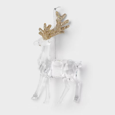 Acrylic Deer with Glittered Antlers Christmas Tree Ornament Gold - Wondershop™ | Target