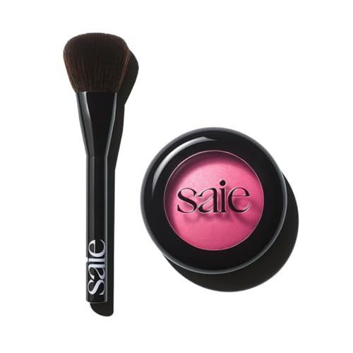 Saie Blush & Brush Duo - SuperSuede Baked Blush in Amore (.01 oz) & Powder Blush Brush - Talc-Free, Moisturizing Blush with Vegan, Fluffy Brush for Seamless Application | Amazon (US)