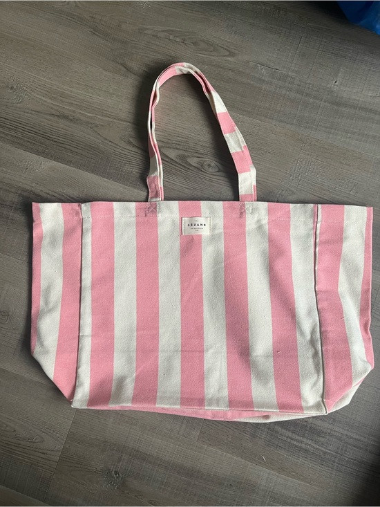 Brand New Sezane Pink & White Striped Canvas Tote Bag | Poshmark