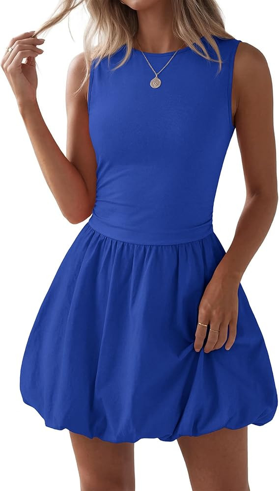 KIRUNDO Summer Bubble Dress for Women 2026 Casual Mini Spring Bodycon Cocktail Dresses Sleeveless... | Amazon (US)