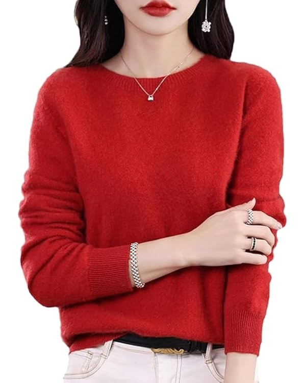 Cashmere Sweaters for Women,100% Cashmere Crew Neck Long Sleeve Soft Pullover Sweater,Cashmere Ca... | Amazon (US)