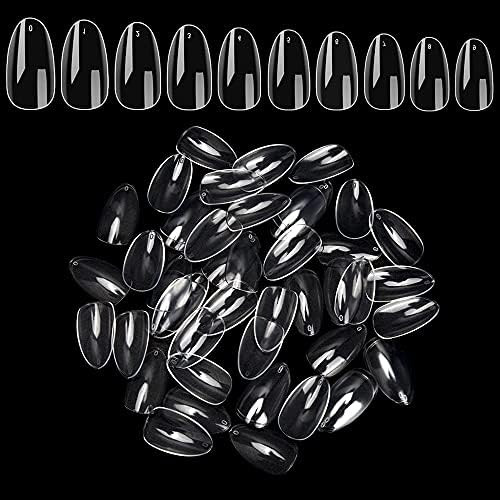 Noverlife 1200PCS Full Cover Short Almond False Nail Tips, 10 Sizes, Mani-pedi Short Acrylic Nail... | Amazon (US)