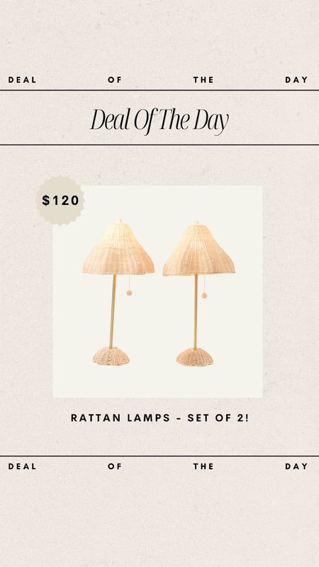 Deal of the Day - TJMaxx Rattan Lamps! Set of 2 // only $120!

rattan lamps, affordable lamp, budget friendly home decor, home decor finds, lamps, tjmaxx finds, tjmaxx favorites, deal of the day, rattan home decor, rattan lamp

#LTKhome