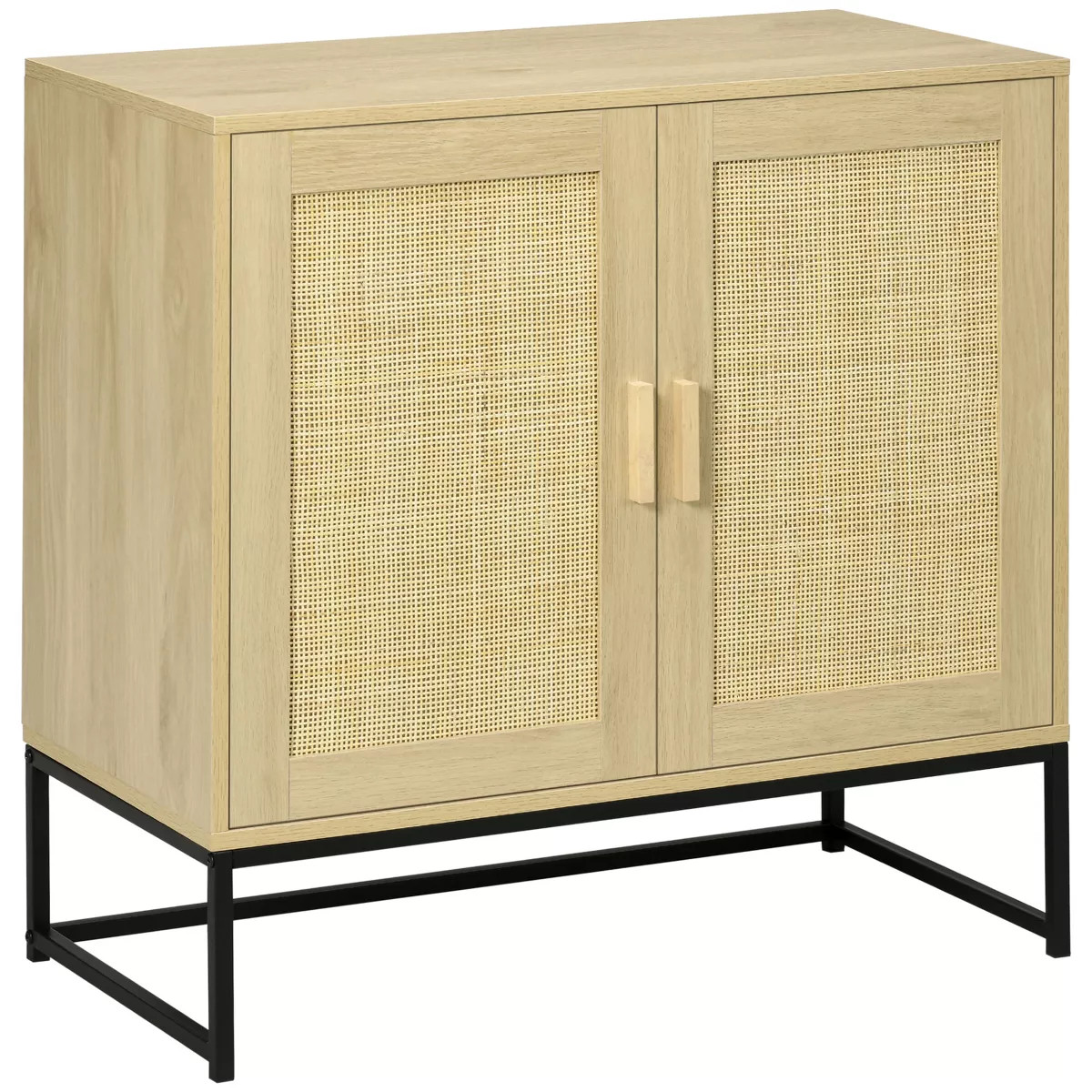 HOMCOM Accent Cabinet, Sideboard Buffet Cabinet with Rattan Doors, Adjustable Shelf and Metal Bas... | Target