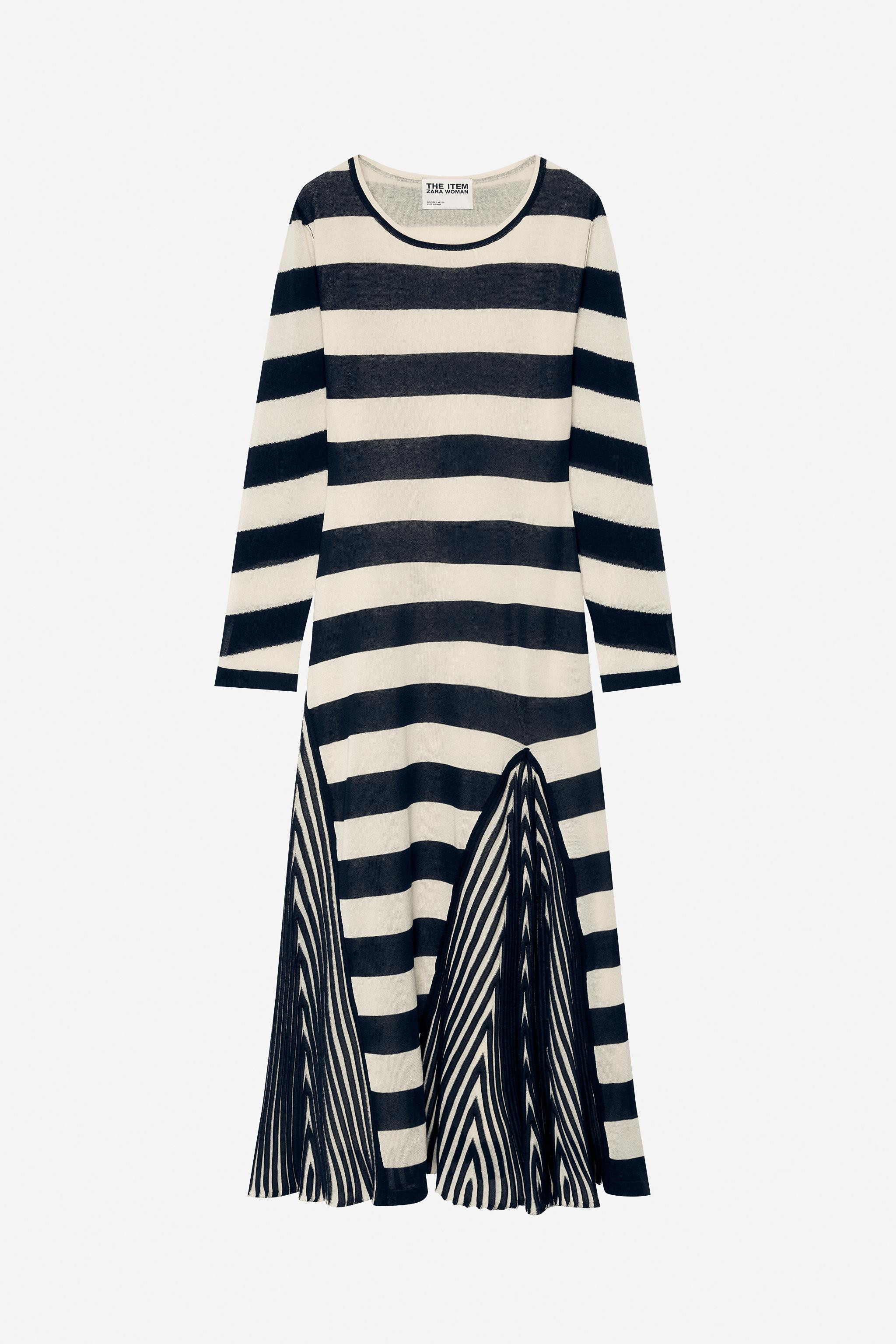 DescriptionContentsMeasurementsZARA WOMAN COLLECTIONRound neck dress with long sleeves. Hem finis... | Zara US