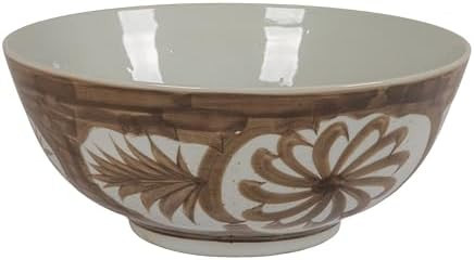 Creative Co-Op Hand-Painted Stoneware Bowl with Water Color Floral Design, Brown | Amazon (US)