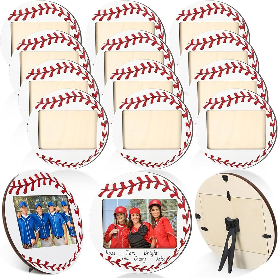 Qunclay 24 Pcs Baseball Picture Frame Wooden Photo Baseball Frame Sport Picture Tabletop Gifts fo... | Amazon (US)