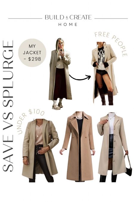 Save vs Splurge on my coat that has been a favorite every time I wear it! My coat is Free People for $298 or try one of these similar options for under $100! 

#LTKworkwear #LTKstyletip #LTKfindsunder100