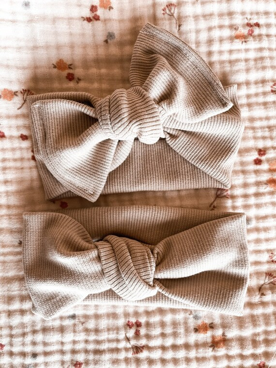 Baby Bow Headband, Baby, Toddler Headband - Neutral Ribbed | Etsy (US)