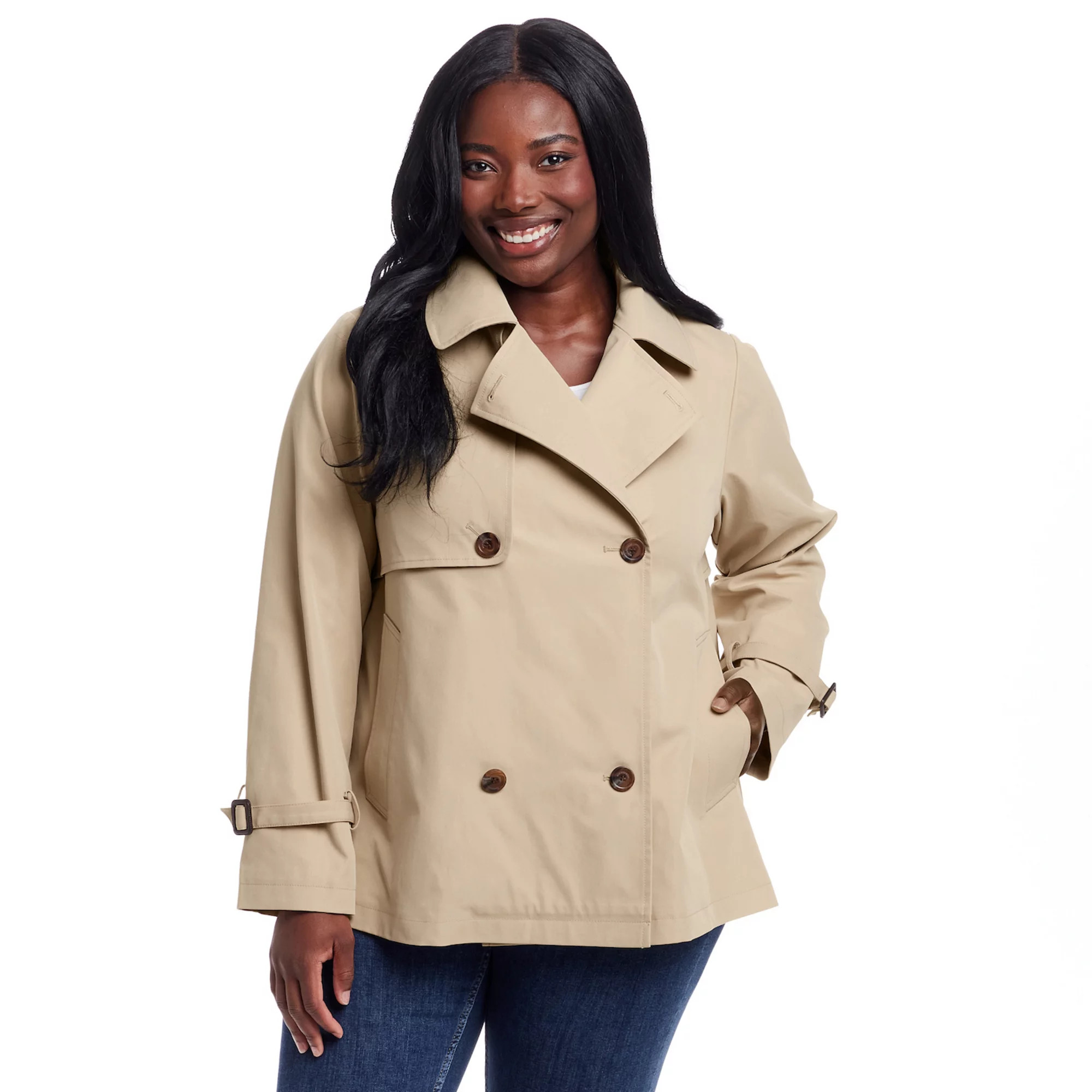 Plus Size Weathercast Double Breasted A-Line Trench Coat | Kohl's