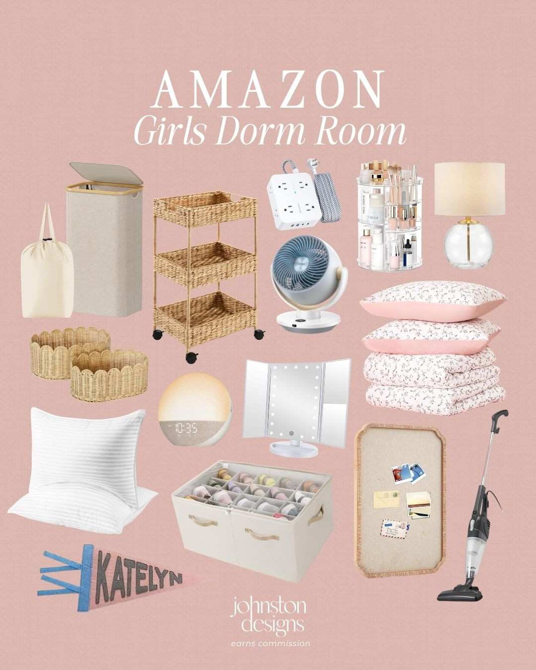 Amazon dorm room finds for a cute and functional college setup. Love these soft pink, woven and neutral essentials for organizing, getting ready and making a dorm feel cozy. 🤍

Amazon dorm room, girls dorm room, dorm room finds, college dorm essentials, dorm organization, Amazon college finds, dorm room decor, dorm storage, dorm bedding, dorm lamp, makeup organizer, rolling cart, laundry hamper, dorm vacuum, vanity mirror, college apartment finds, back to school, college must haves, dorm room ideas 

 #LTKU
