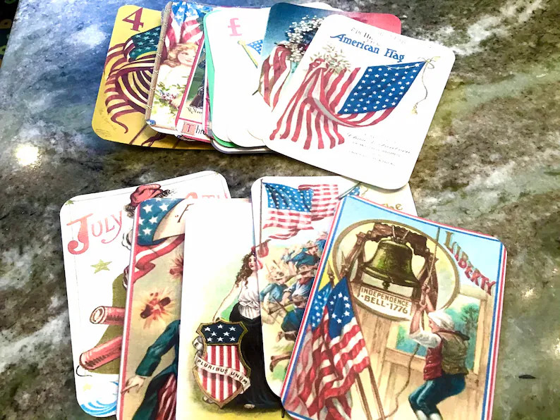 Fourth of July Patriotic Retro Vintage Look Planner Cards Die Cuts - Etsy | Etsy (US)