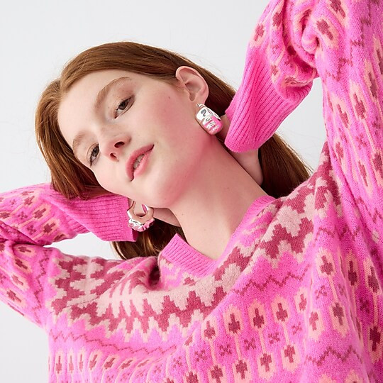 Cashmere crop Fair Isle V-neck sweater | J. Crew US