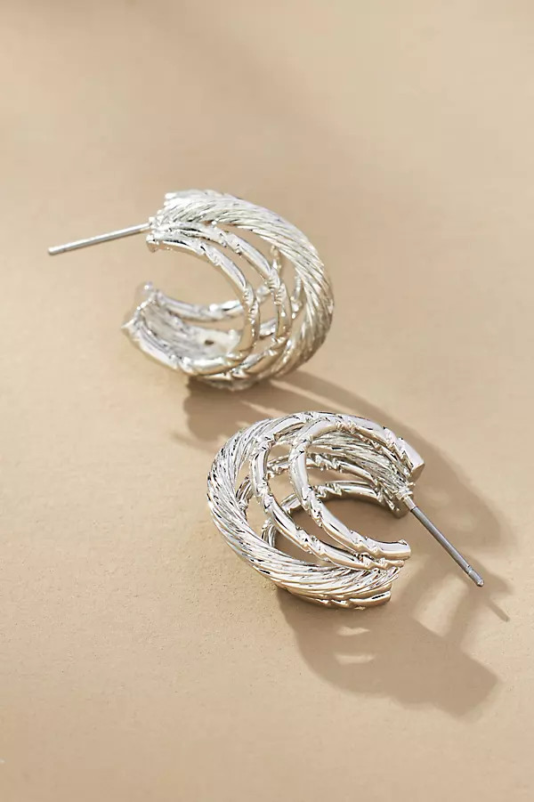 Wide Hammered Cage Hoop Earrings | Anthropologie (US)
