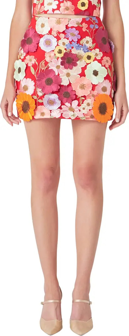 Endless Rose Floral Embroidered Miniskirt | Nordstrom | Nordstrom