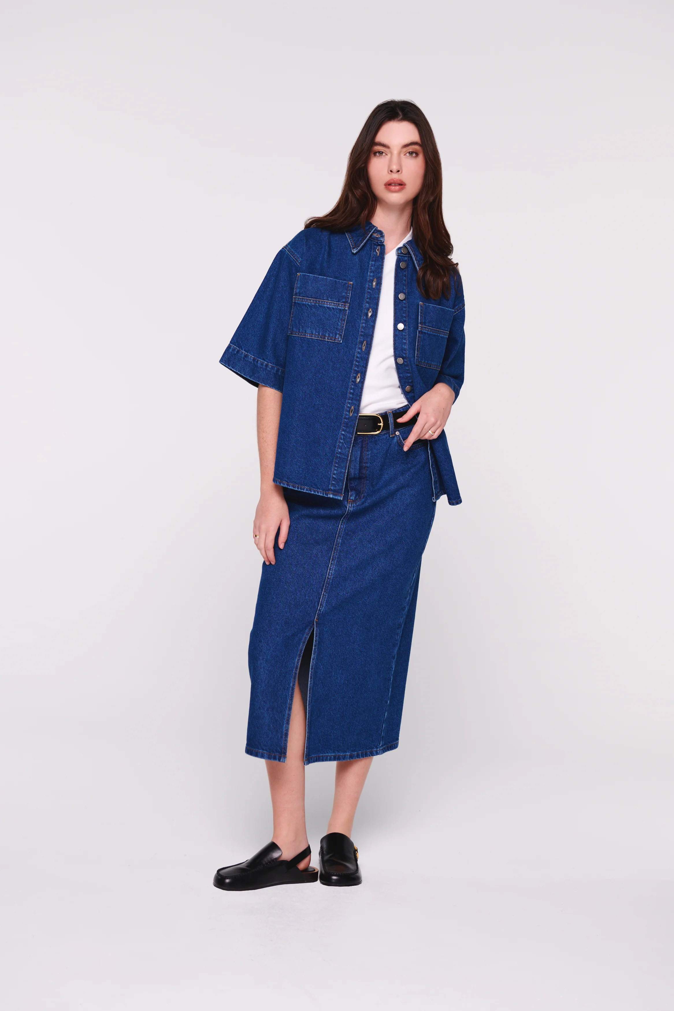 Giana Short Sleeve Denim Shirt | ALIGNE UK & EU