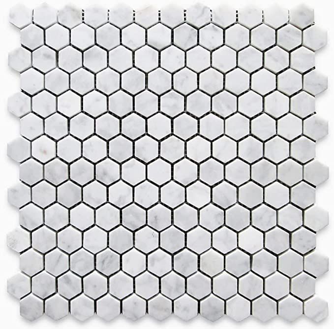 Stone Center Online Carrara White Marble 1 inch Hexagon Mosaic Tile Honed Kitchen Bath Wall Floor... | Amazon (US)