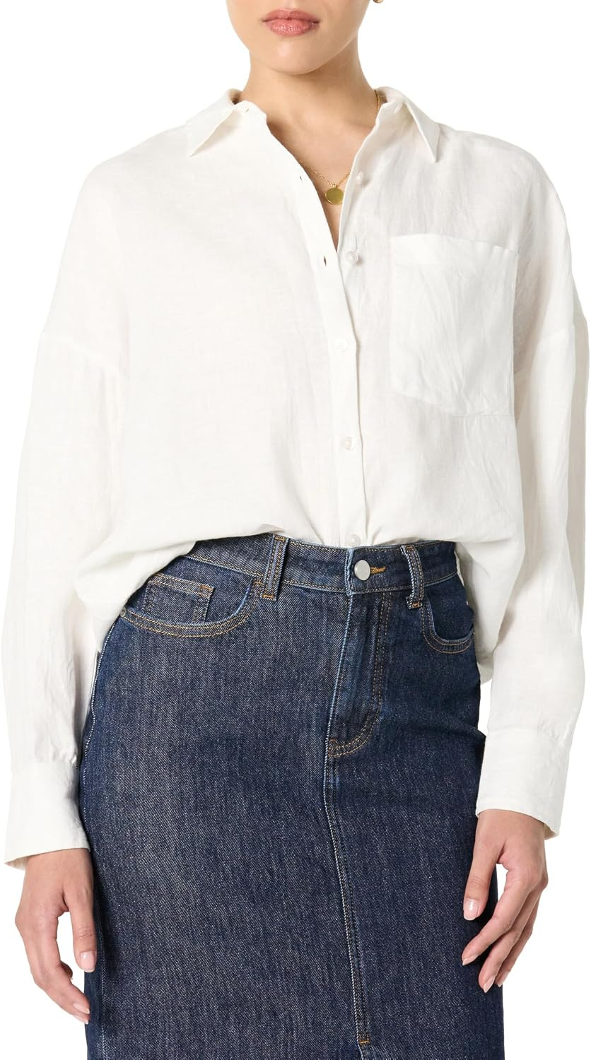 The Drop Womens Avila Classic Linen Button Down | Amazon (US)
