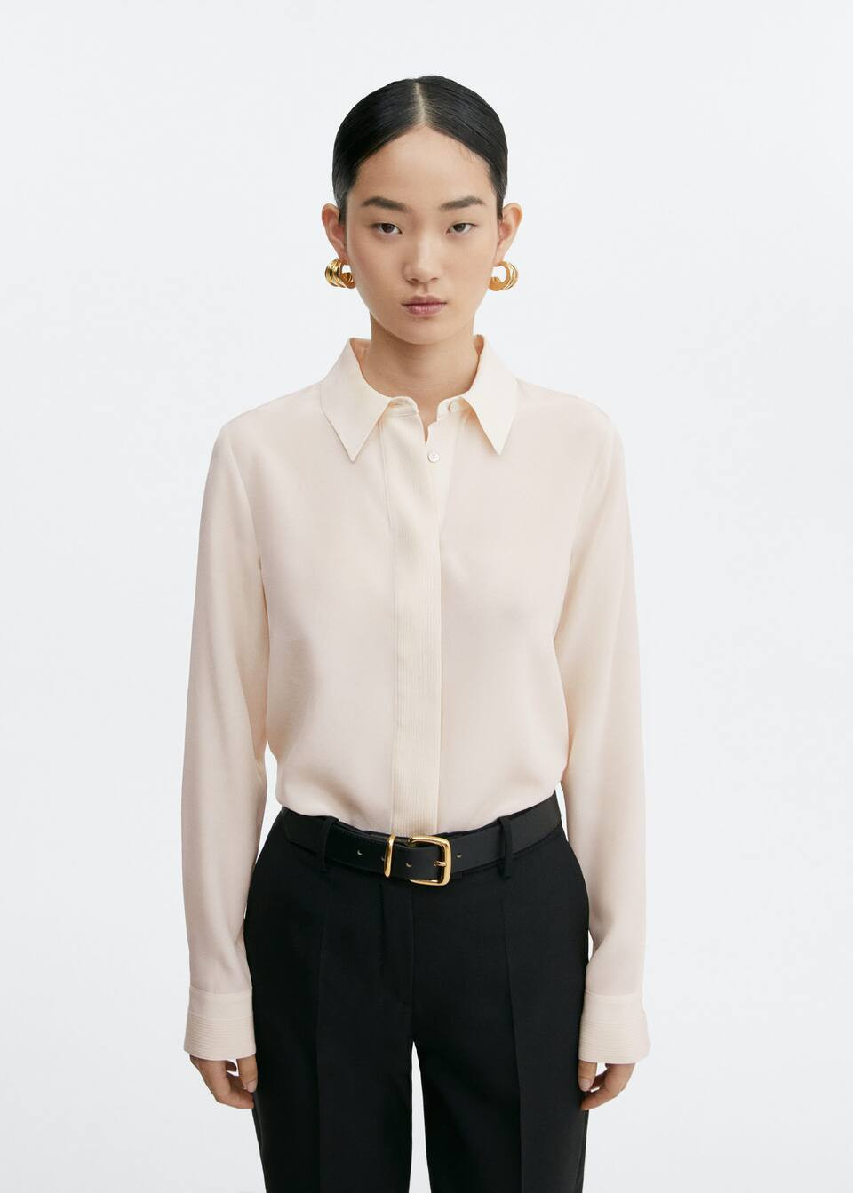 Silk shirt with linear seams | MANGO (US)
