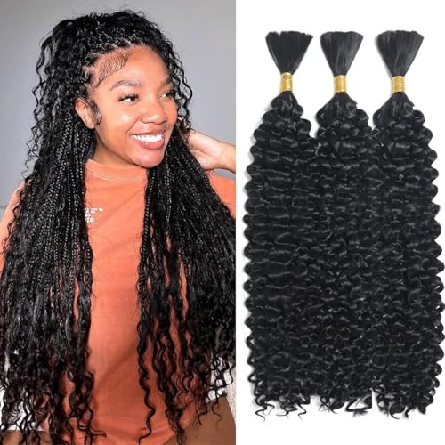 20inch Curly Bulk Hair For Braiding No Weft Micro Braiding Wet And Wavy Quality Synthetic Hair Braiding Extensions For Boho Braids Natural Color 20inch 225g (3Bundles/Pack) | Amazon (US)