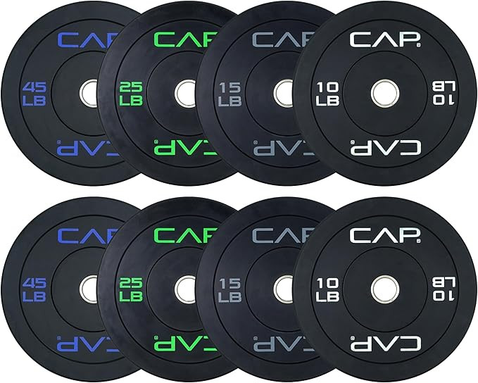 CAP 2-inch Olympic Bumper Plate Weight Set | 100-370 lbs | Multiple Colors | Storage Rack Optiona... | Amazon (US)