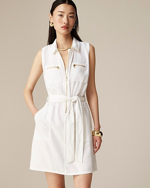 Zip-front linen-blend dress | J. Crew US