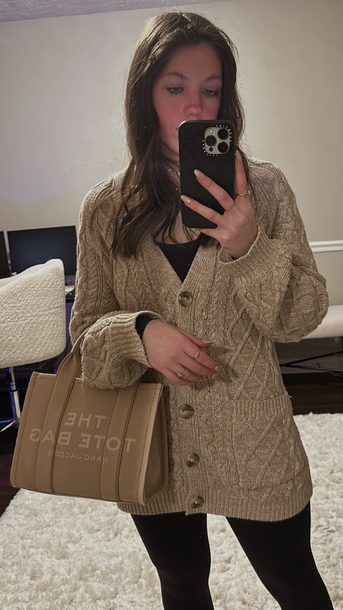 Marc Jacob’s Tote & Cardigan 🤎🧸 

#LTKunder100 #LTKitbag #LTKSeasonal